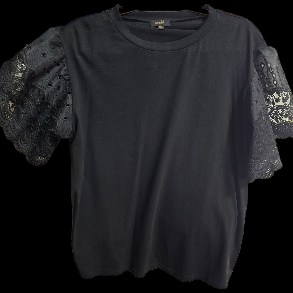 Zara Black Top with Lace Sleeves